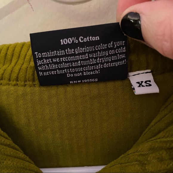 LAST CHANCE Big Bud Press Green Corduroy Sailor Jacket with Pink Buttons - Picture 4 of 4